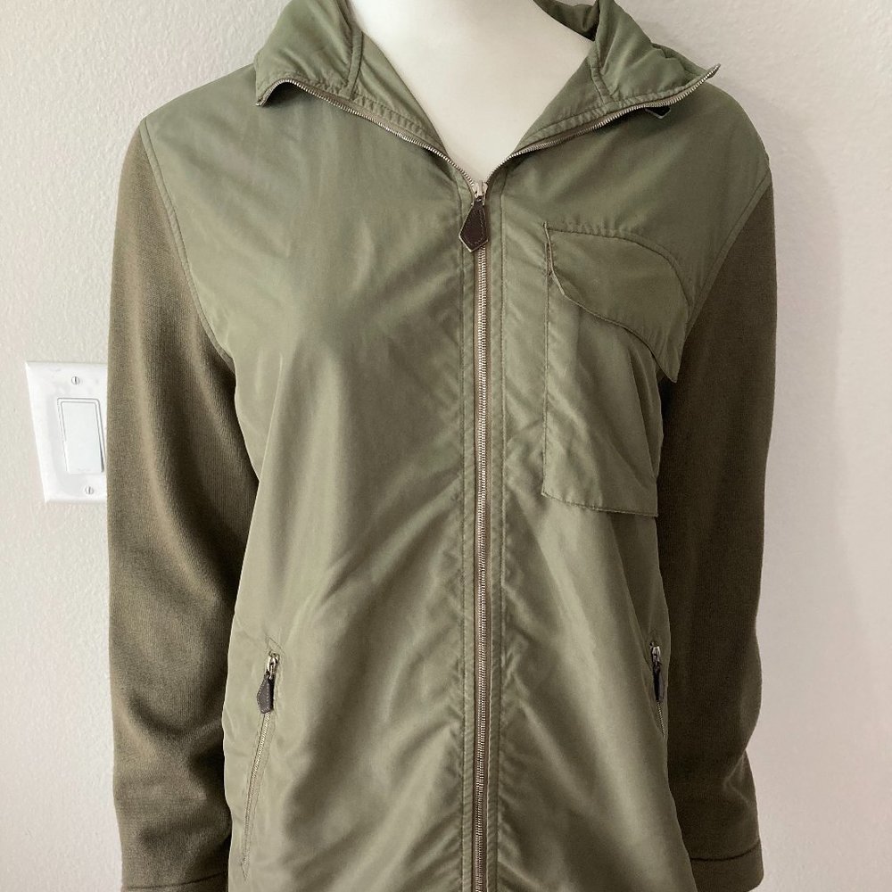 HERMES Olive Green Lightweight Sweater Jacket